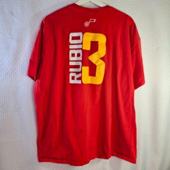 Utah Jazz Ricky Rubio #3 Red T-Shirt 2XL Majestic NBA Fan Apparel - Picture 4 of 5